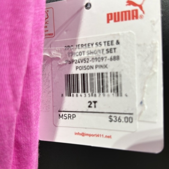 PUMA 2 pc.set,Knotted front jersey short sleeve T,elastic waist logo shorts - Picture 3 of 4